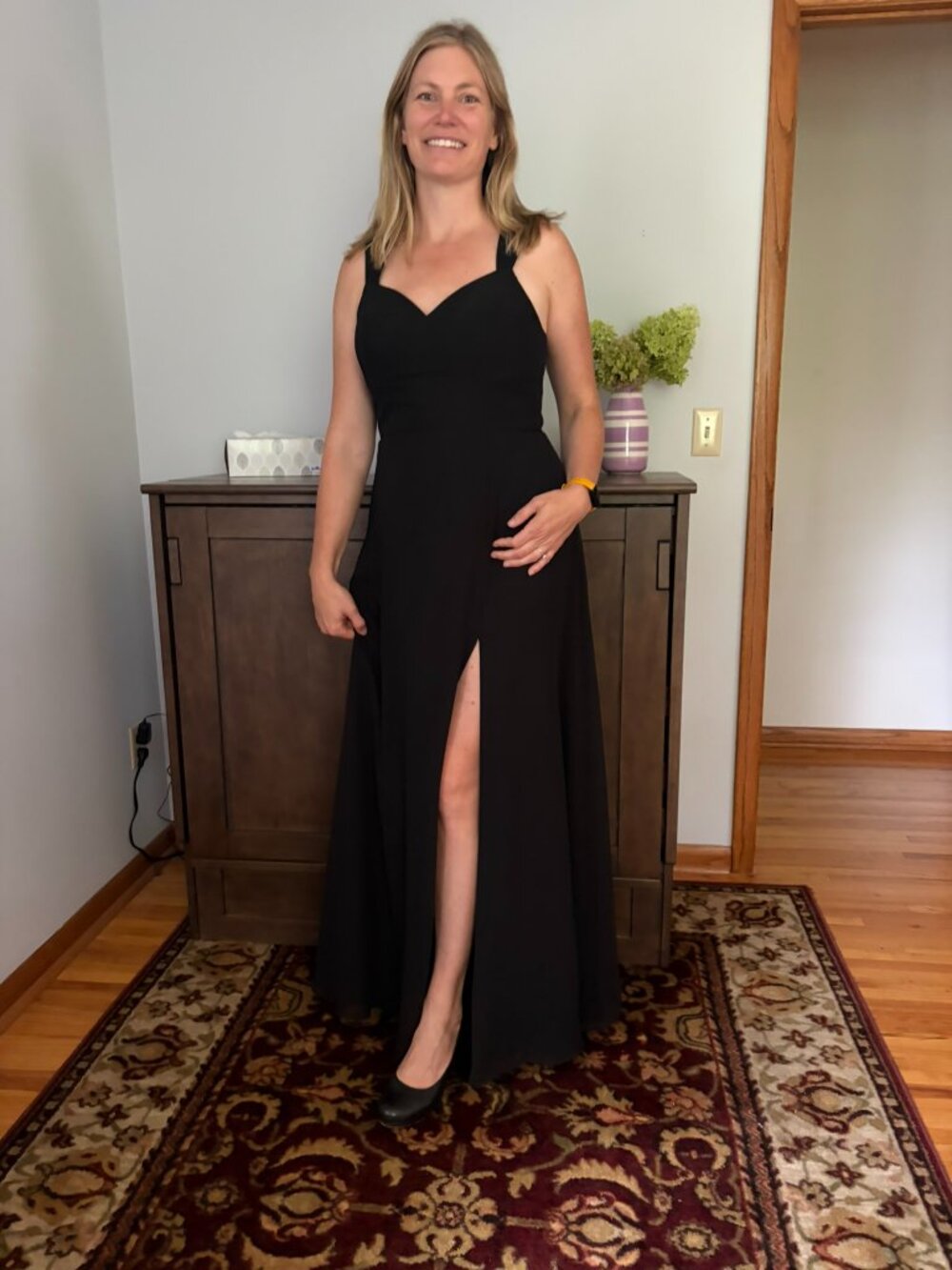 Sweatheart Maxi Dress, black, size A10 Azazie